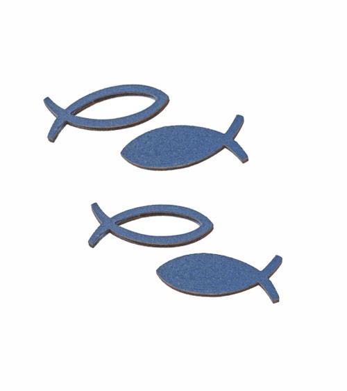 Holzstreuteile "Fische" - dunkelblau - 3,5 cm - 16 Stück