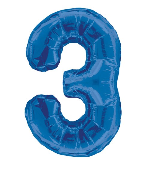 Supershape-Folienballon "3" - dunkelblau