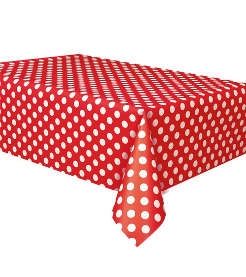 Kunststoff-Tischdecke "Big Dots" - rot - 137 x 274 cm