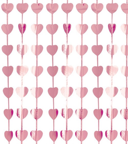 Herz-Vorhang - metallic rosa - 1 x 2 m