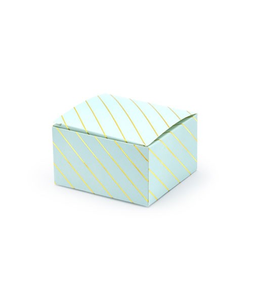 Gastgeschenkboxen mit goldenen Streifen - hellblau - 10 Stück