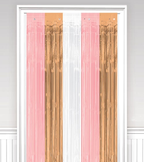 Deko-Vorhang - rosa, rosegold & weiß - 0,9 x 2,43 m