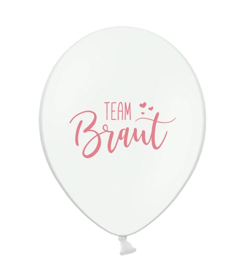 Luftballons "Team Braut" - weiß/rosa - 10 Stück