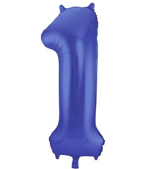 Zahl-Folienballon "1" - matt blau - 86 cm