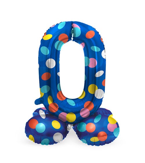 Stehender Folienballon Zahl "0" - Colorful Dots - 41 cm