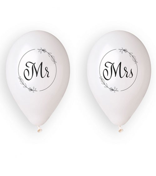 Luftballon-Set "Mr" & "Mrs" - weiß, schwarz - 4-teilig