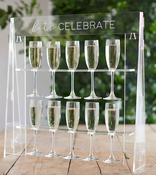 Sektglashalter aus Acryl "lets Celebrate" - 56 x 58 cm