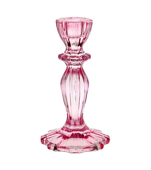 Kerzenständer aus Glas "Boho Spice" - rosa - 16 cm