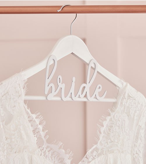 Holzkleiderbügel "Bride" - weiß