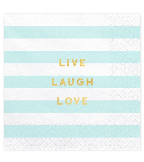 Servietten "Live Laugh Love" - hellblau - 20 Stück