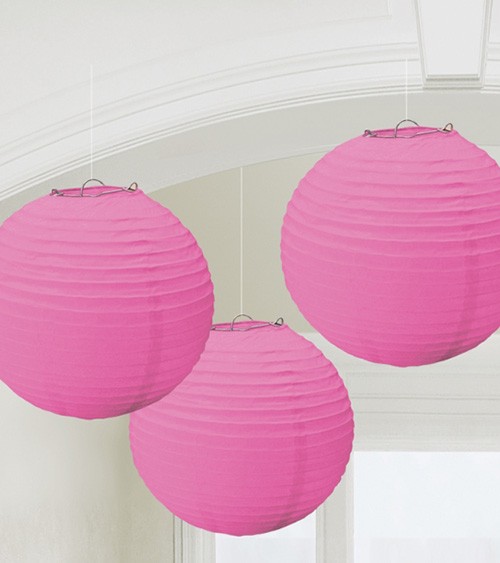 Lampion-Set - 3-teilig - 24 cm - pink
