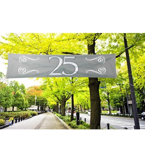 Großer Banner aus Stoff "25" - silber - 1,8 m