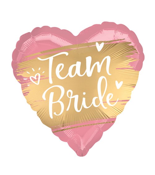 Herz-Folienballon "Team Bride" - Satin Luxe - gold & rosa - 45 cm