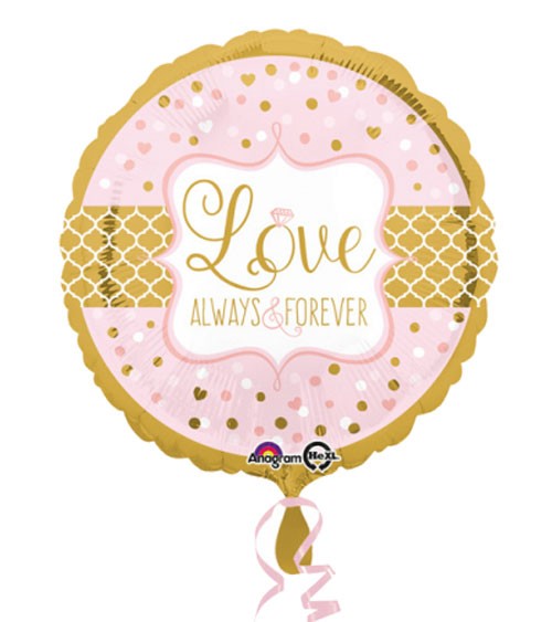 Runder Folienballon "Love - Always & Forever" - rosa/gold
