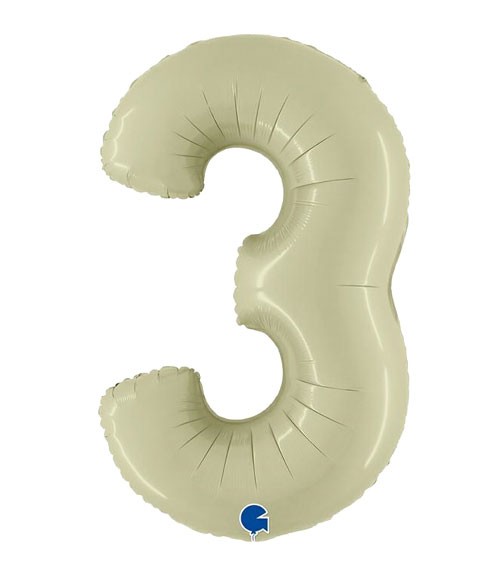 Folienballon Zahl "3" - satin olive - 102 cm