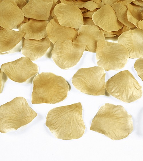Rosenblätter aus Stoff - gold metallic - 100 Stück