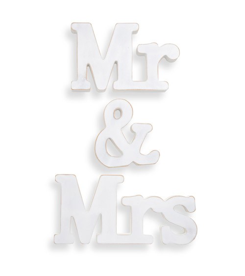 Holzbuchstaben "Mr & Mrs" - weiß