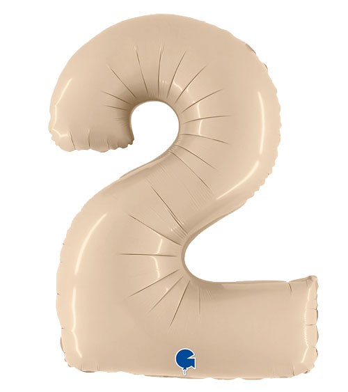 Folienballon Zahl "2" - satin creme - 102 cm