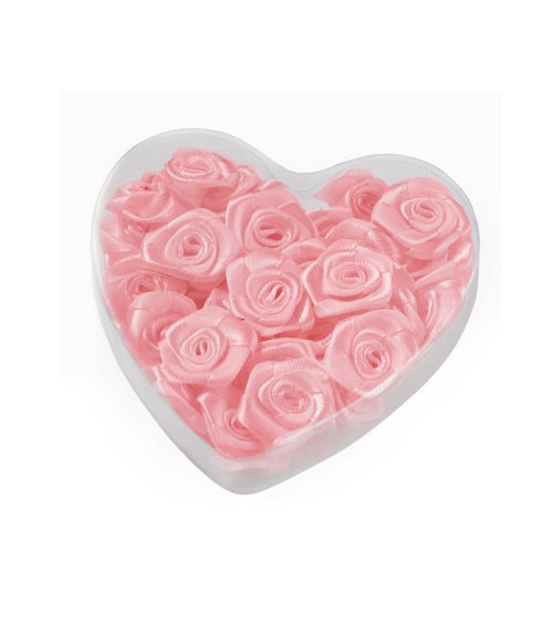 Satin-Rosen zum Streuen in Herzbox - rosa - 2 cm - 30 Stück