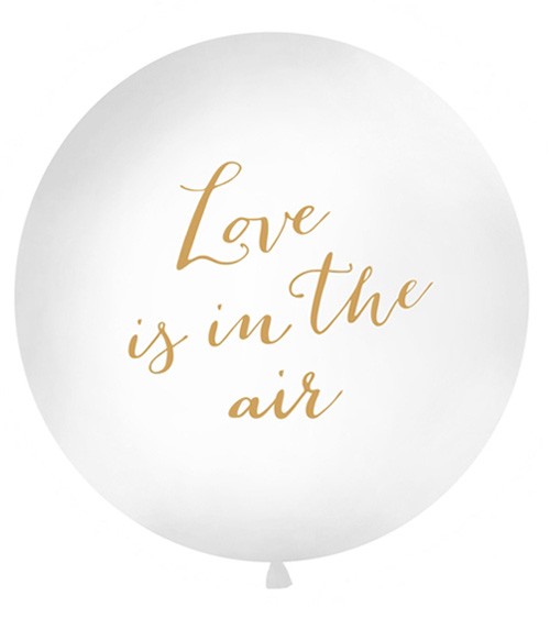 Riesenballon "Love is in the air" - weiß/gold - 1 m