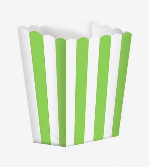 Popcornboxen mit Streifen - hellgrün - 5 Stück
