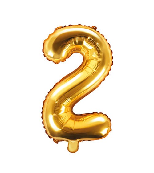 Folienballon Zahl "2" - gold - 35 cm
