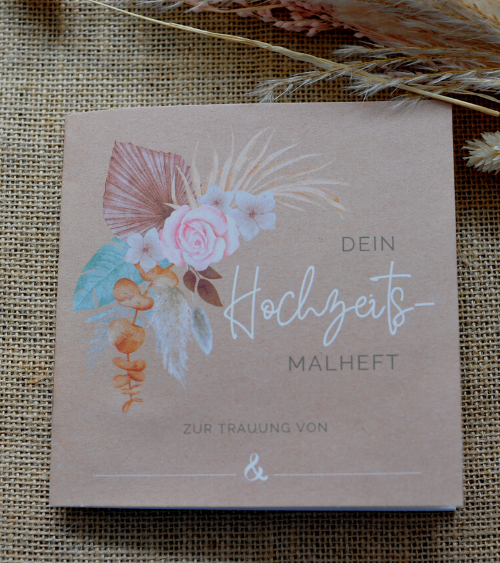 Hochzeits-Malheft - Boho - 14,5 x 14,5 cm - 20 Seiten