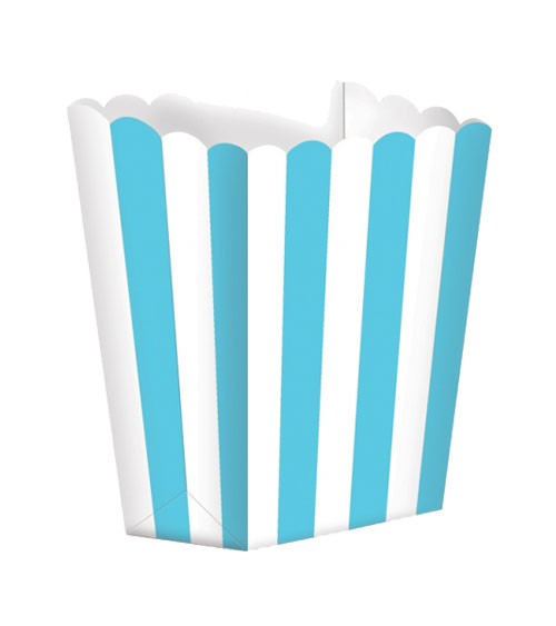 Popcornboxen mit Streifen - türkisblau - 5 Stück