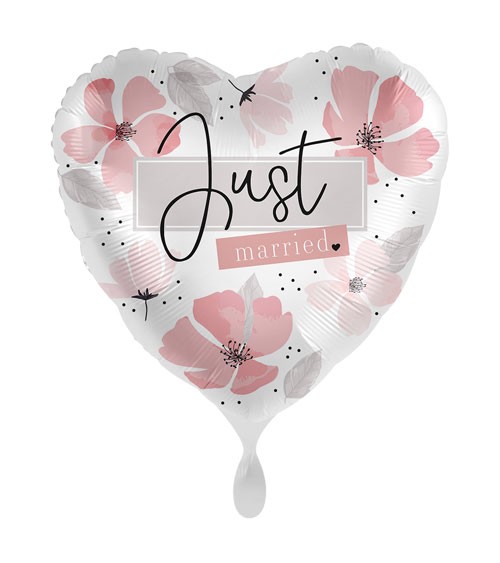 Herz-Folienballon "Soft Florals Just Married" - 43 cm