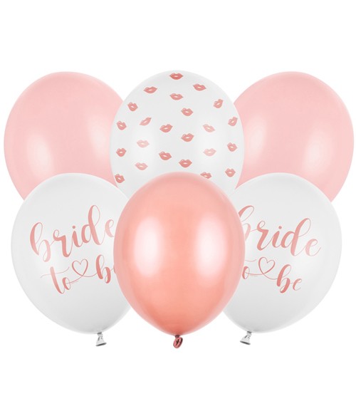 Luftballon-Set "Bride to Be" - weiß & rosegold - 6-teilig