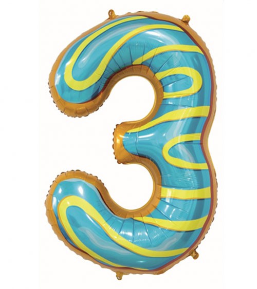 Folienballon Zahl "3" - Cookie - 78 cm