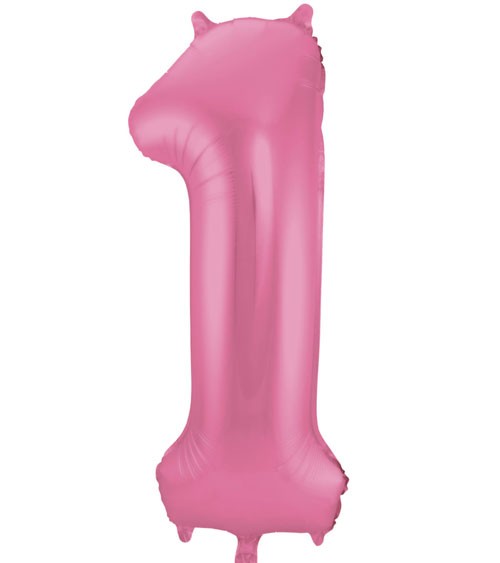 Zahl-Folienballon "1" - matt candy pink - 86 cm